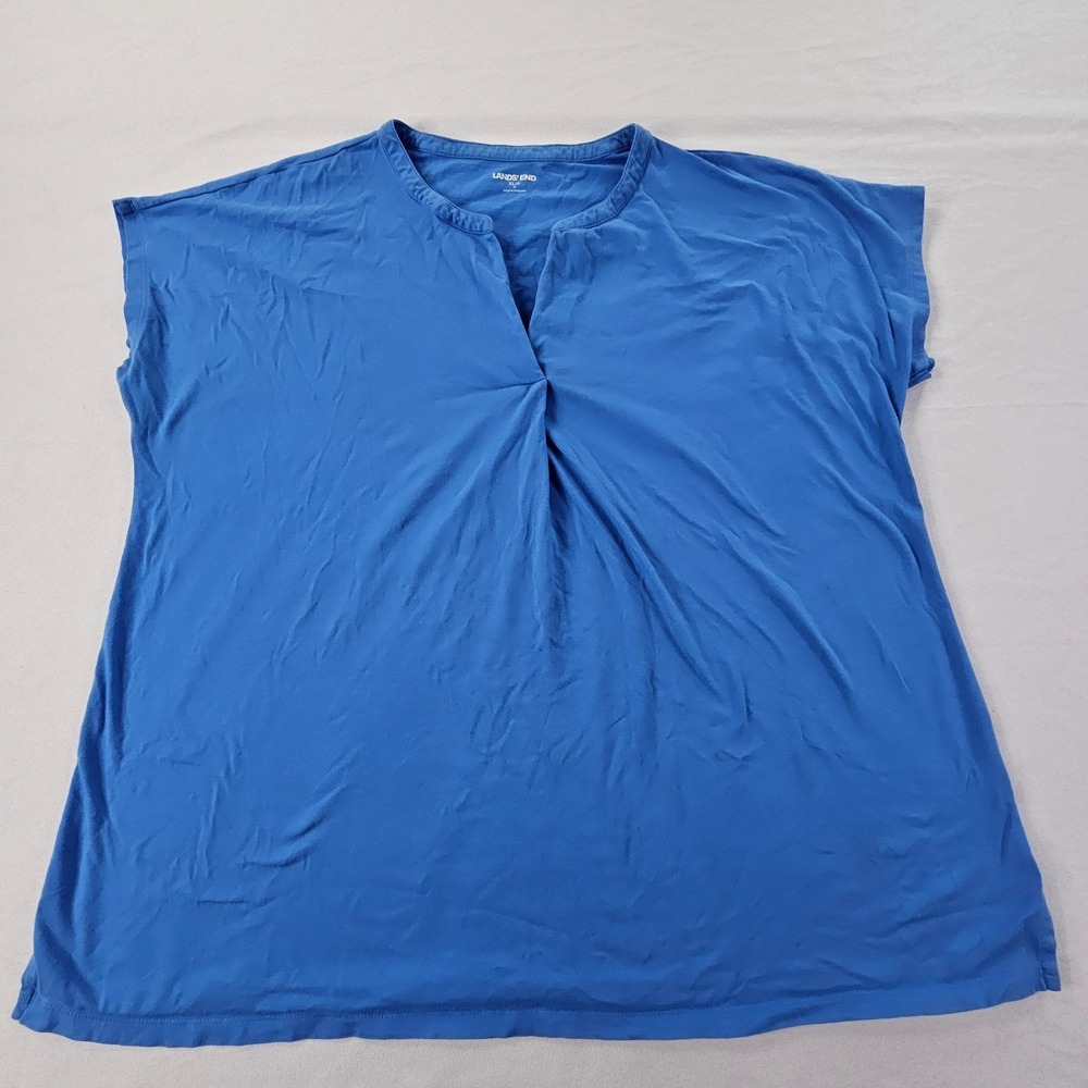 Lands' End Blue Sleeveless Cotton T-Shirt Women's XL